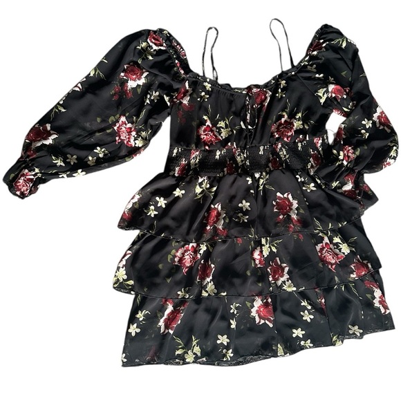 J for Justify Black Ruffled Mini Dress - Picture 1 of 6